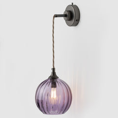 Hanging petite wall light sconce_optic purple glass_matte bronze