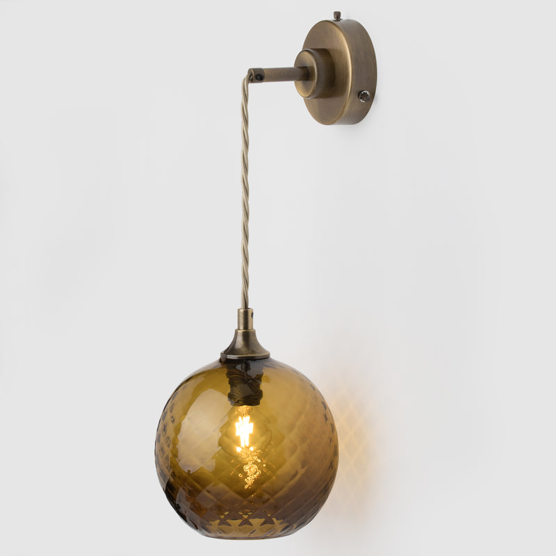 Hanging petite wall light sconce_Sargasso Diamond  glass_antique brass