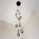 Large Multi Drop Plate_cluster of coloured glass pendants