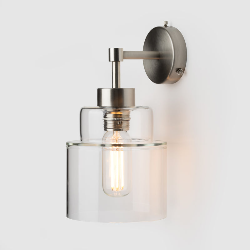 Lighting Wall Sconce with stepped glass shade_Empire_Brushed Nickel