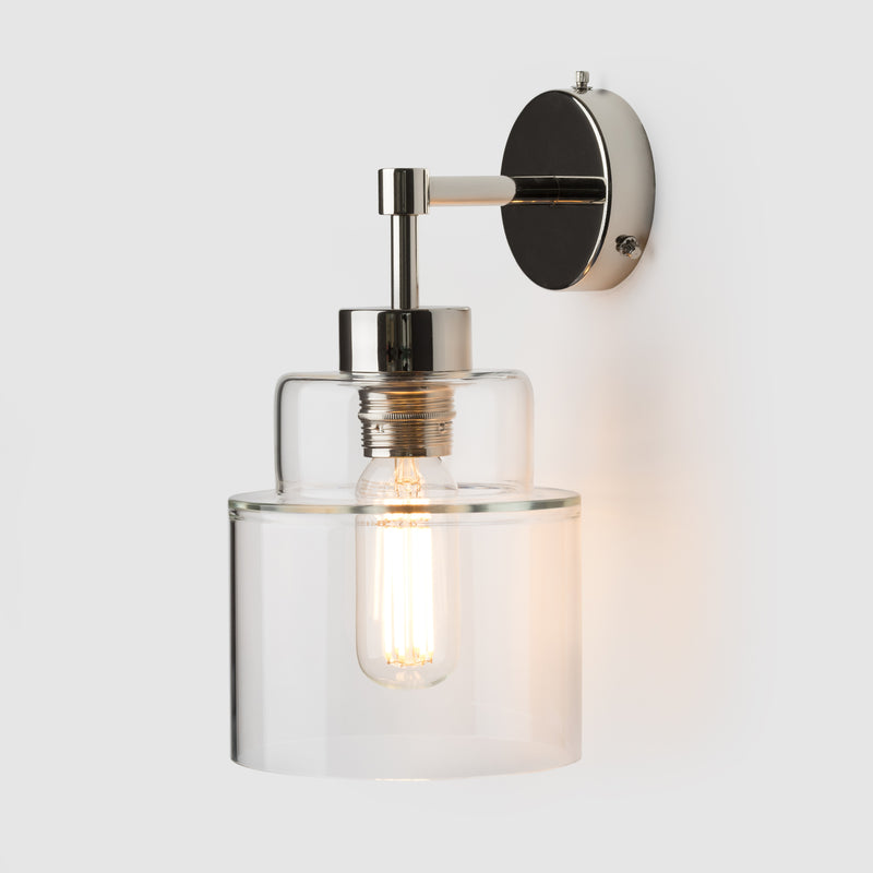 Lighting Wall Sconce with stepped glass shade_Empire_Polished Nickel