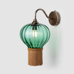 Forest Green wall light with Gold fringe