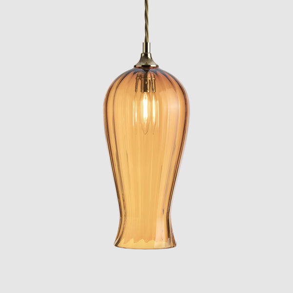 Tall glass pendant lighting-Lantern Light Petite - Optic-Amber-Rothschild & Bickers