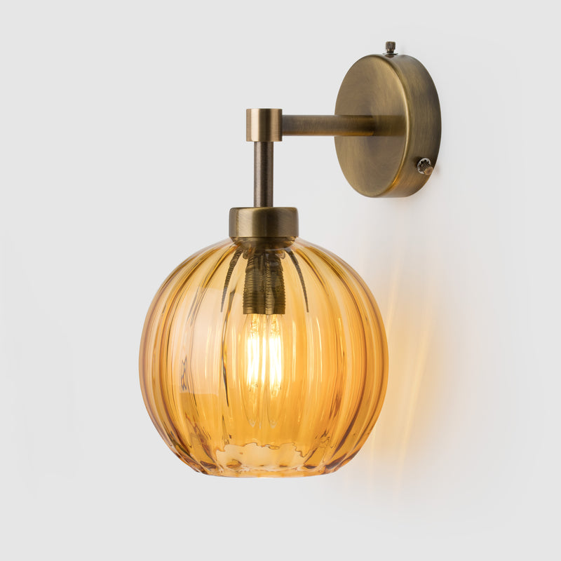 Petite Ball Wall light sconce_Amber Optic Glass_Antique Brass