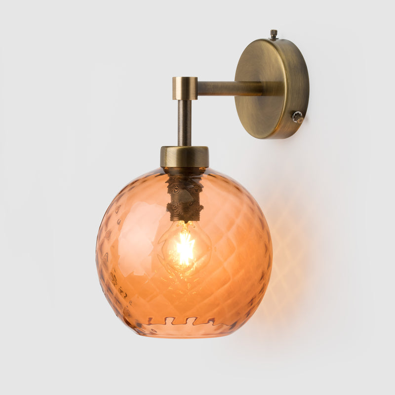 Petite Ball Wall light sconce_Peach Diamond Glass_Antique Brass