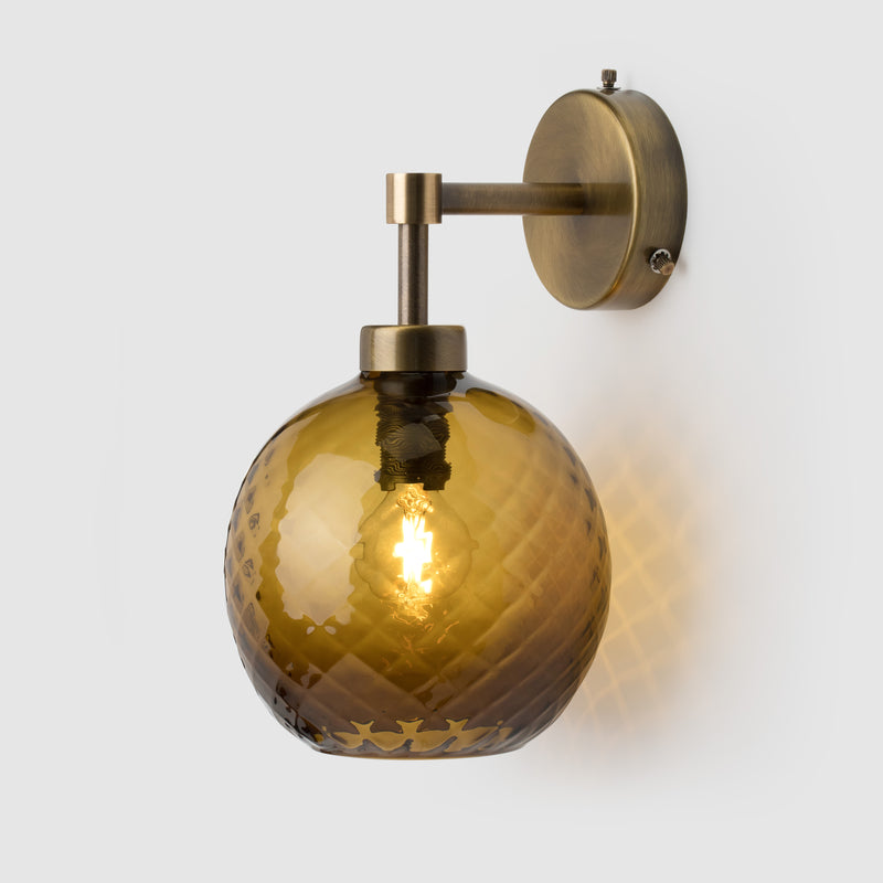 Petite Ball Wall light sconce_Sargasso Diamond Glass_Antique Brass