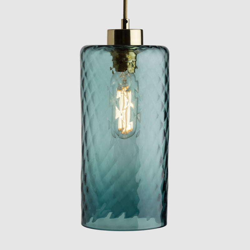 Colourful glass pendant lighting-Pick-n-Mix Cylinder Large - Diamond-Steel-Rothschild & Bickers