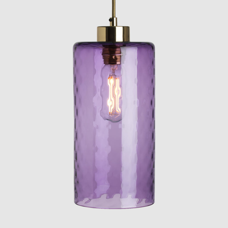 Purple diamond glass light shade cylinder suspension pendant