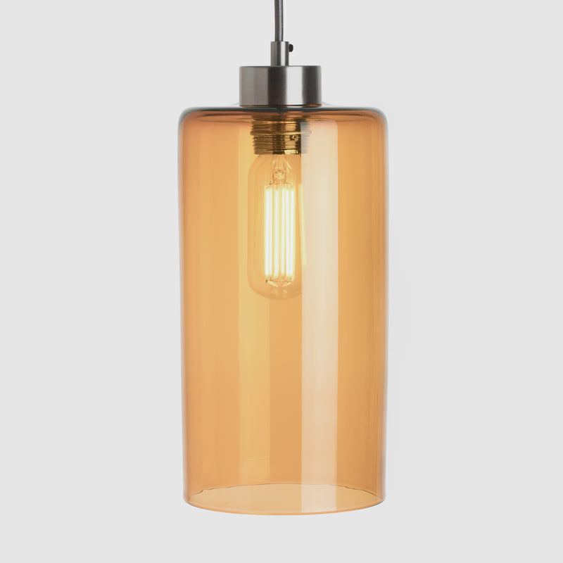 Amber glass lampshade cylinder hanging pendant light