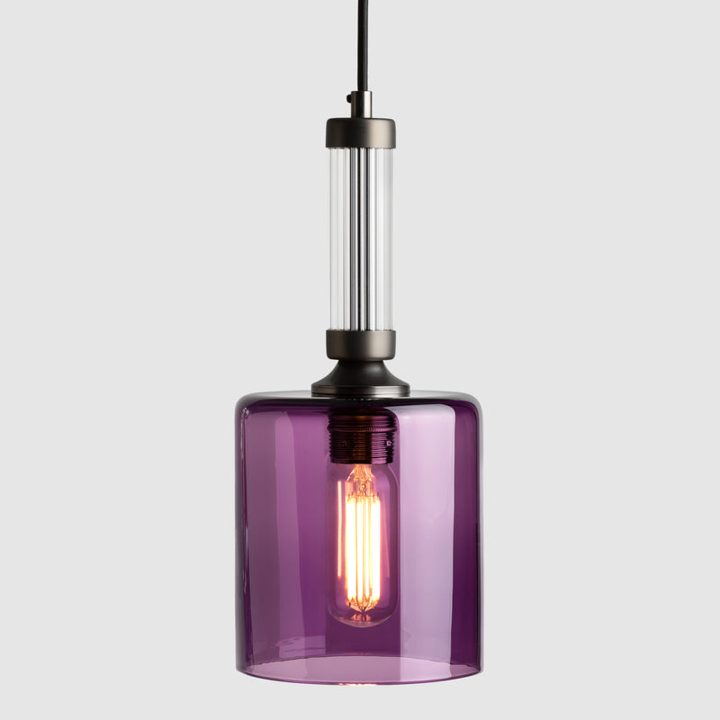 Fluted_reeded glass Pillar Pendant_mouth-blown Purple glass lighting