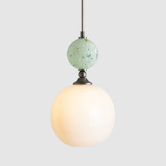Decorative hanging Light, Terrazzo and opaque white glass