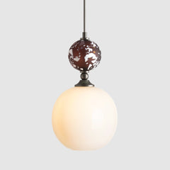 Handblown glass ceiling light, Terrazzo and opaque white glass
