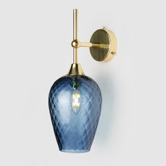 Retro Petite Wall Sconce_Denim Blue Coloured Glass_Polished Brass Wall Arm