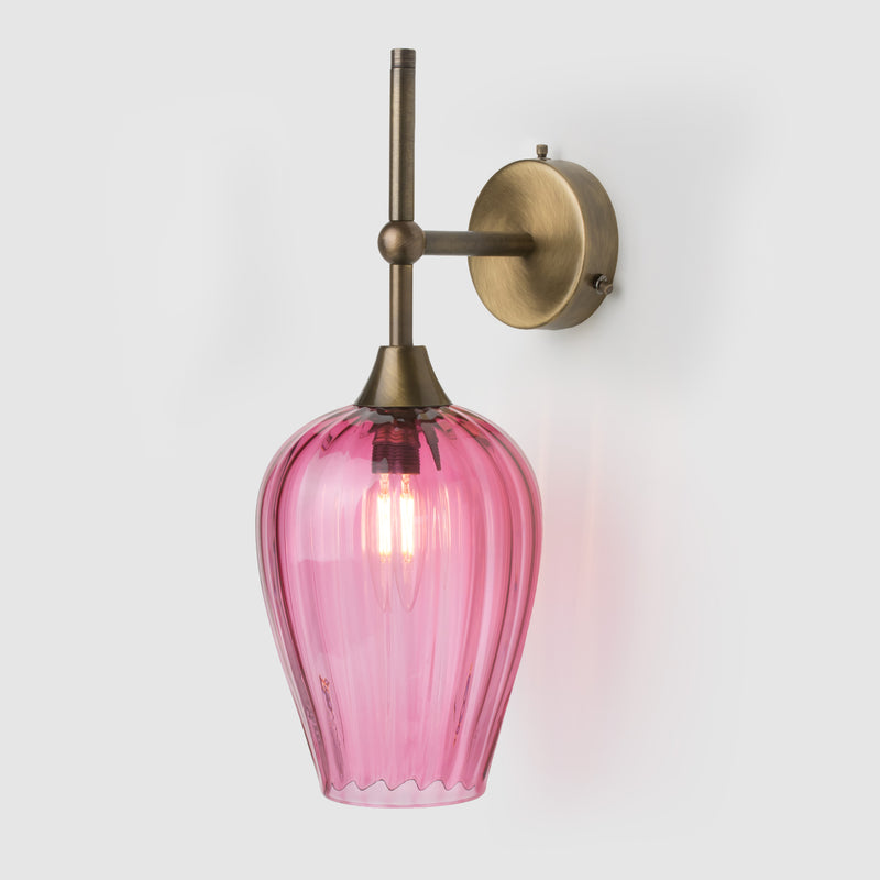 Retro Petite Wall Sconce_RubyColoured Glass_Antique Brass Wall Arm