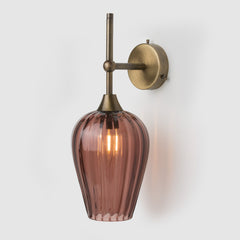 Retro Petite Wall Sconce_Tea Coloured Glass_Antique Brass Wall Arm