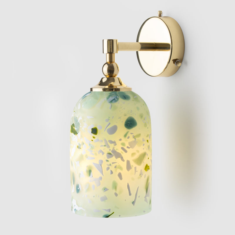 Terrazzo Wall Light_opaque green glass_polished brass