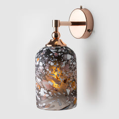 Terrazzo Wall Sconce_Grey smoke glass with polished copper 