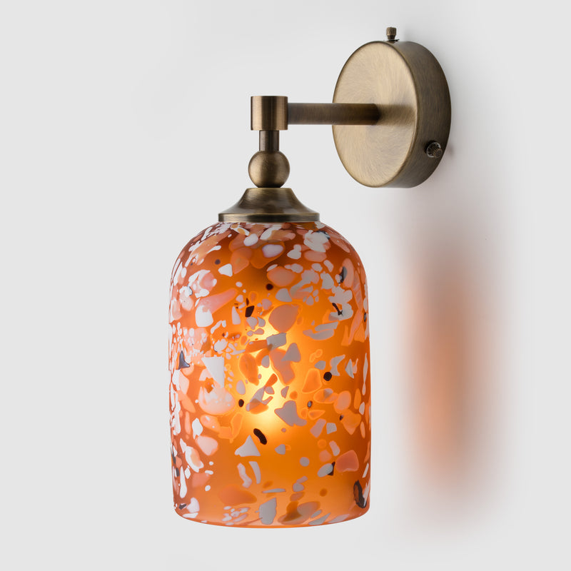 Terrazzo Wall Light_peach glass with antique brass metal wall sconce