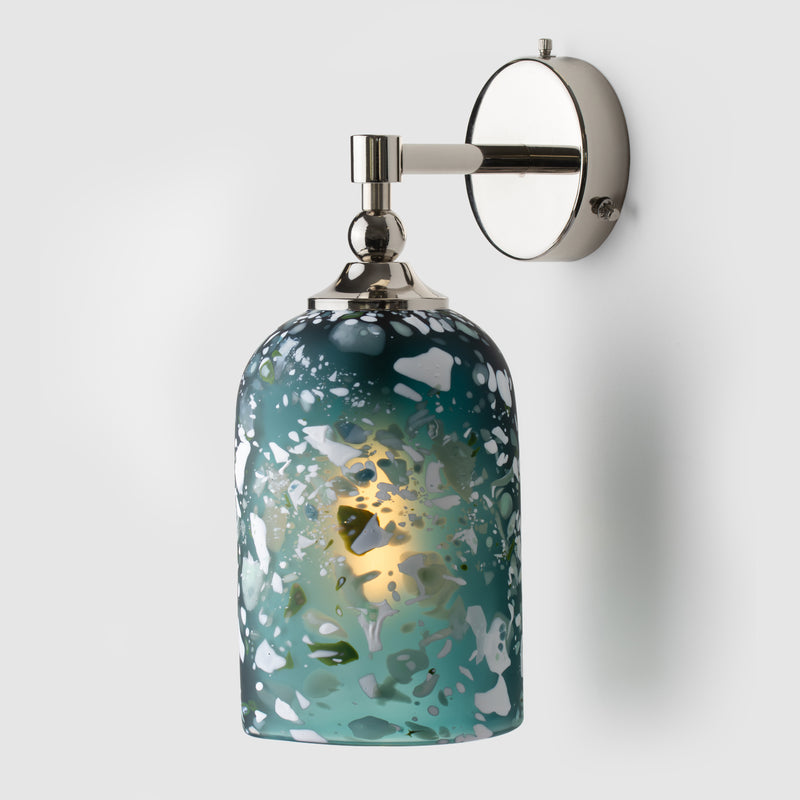 Terrazzo Wall Lights_accent light in blue with white stone like finish