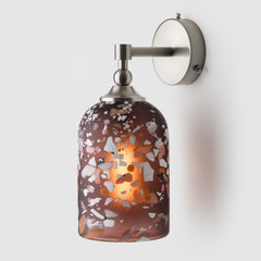 Terrazzo Wall Light_bedroom wall sconce in Tea glass with brushed nickel metalwork