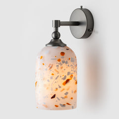 Terrazzo Wall Sconce_ white and orange glass lamp shade