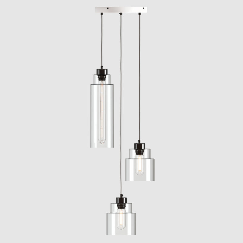 Ceiling lighting feature-Empire Pendant - Polished Zinc, 3 Drop Cluster-Rothschild & Bickers