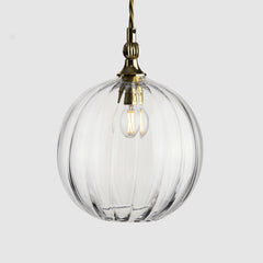 Coloured glass pendant light lamp shade with decorative metal in polished brass