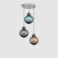 Ceiling lighting feature-Flora Pendant Standard - Cool, 3 Drop Cluster-Polished Nickel-Rothschild & Bickers