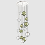 Large multi drop ceiling plate with coloured blown glass pendant lighting