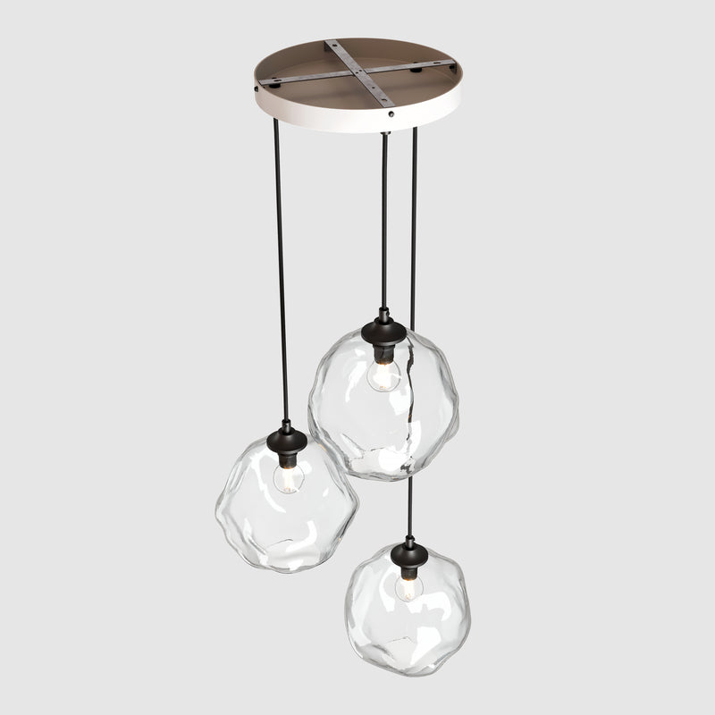Ceiling lighting feature-Liquid Light Standard - Matte Bronze, 3 Drop Cluster-Rothschild & Bickers