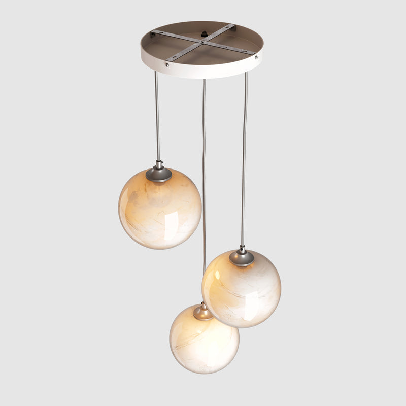 Ceiling lighting feature-Mineral Pendant Standard - Marble, 3 Drop Cluster-Rothschild & Bickers