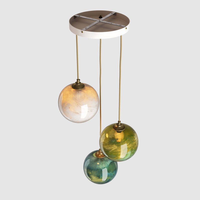 Ceiling lighting feature-Mineral Pendant Standard - Mix, 3 Drop Cluster-Rothschild & Bickers