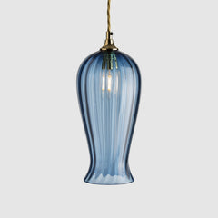 Tall glass pendant lighting-Lantern Light Petite - Optic-Denim-Rothschild & Bickers