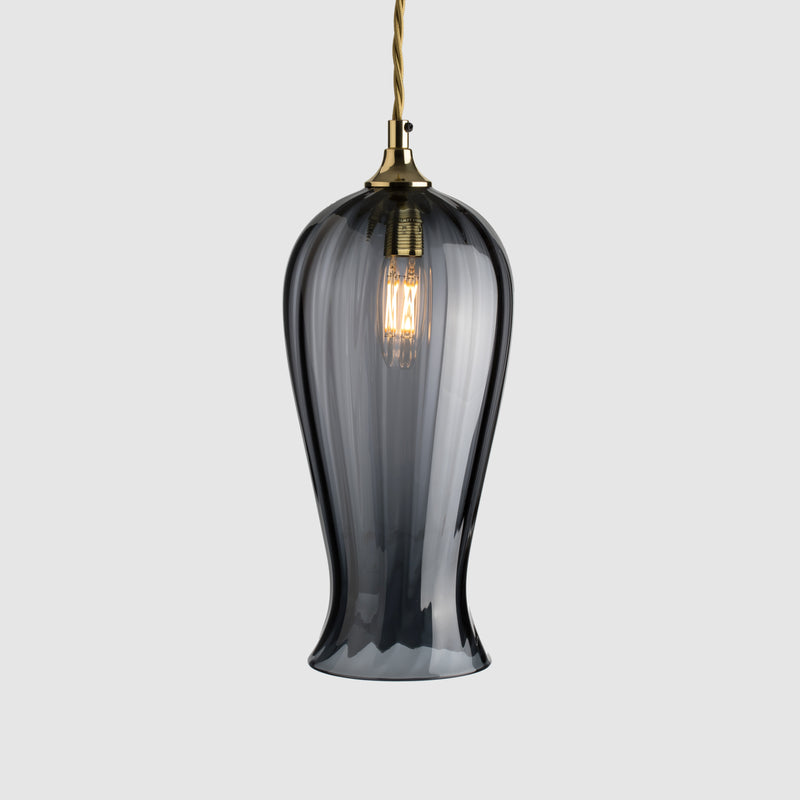 Tall glass pendant lighting-Lantern Light Petite - Optic-Grey-Rothschild & Bickers