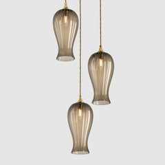 Ceiling lighting feature-Lantern Light Petite - Bronze, 3 Drop Cluster-Rothschild & Bickers