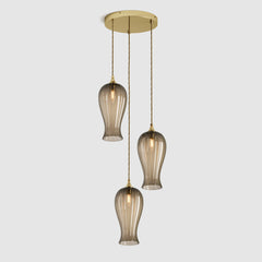 Ceiling lighting feature-Lantern Light Petite - Bronze, 3 Drop Cluster-Polished Brass-Rothschild & Bickers