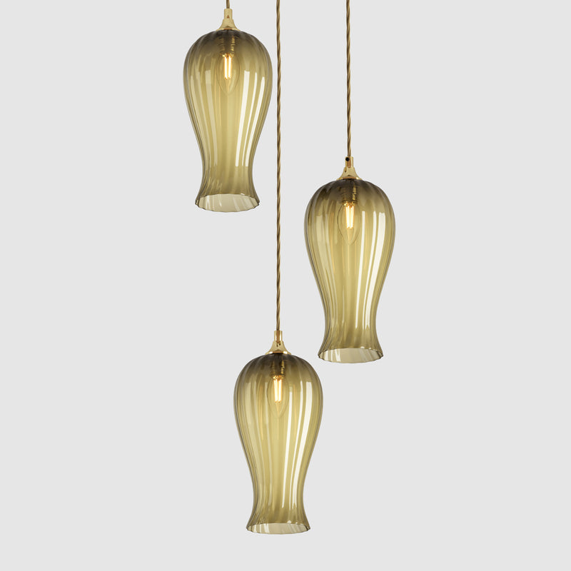 Ceiling lighting feature-Lantern Light Petite - Sargasso, 3 Drop Cluster-Rothschild & Bickers