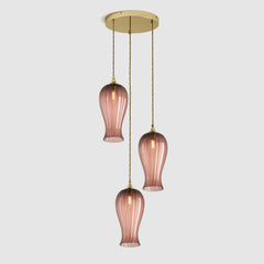 Ceiling lighting feature-Lantern Light Petite - Tea, 3 Drop Cluster-Polished Brass-Rothschild & Bickers