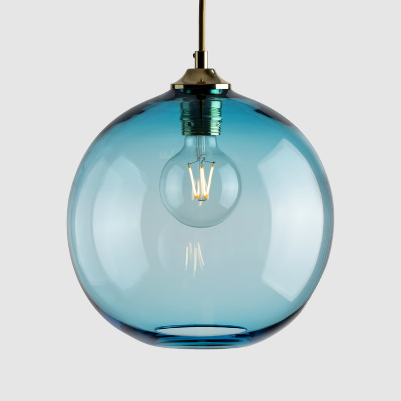 Colourful glass pendant lighting-Pick-n-Mix Ball Large - Plain-Copper Blue-Rothschild & Bickers