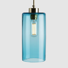 Colourful glass pendant lighting-Pick-n-Mix Cylinder Large - Plain-Copper Blue-Rothschild & Bickers
