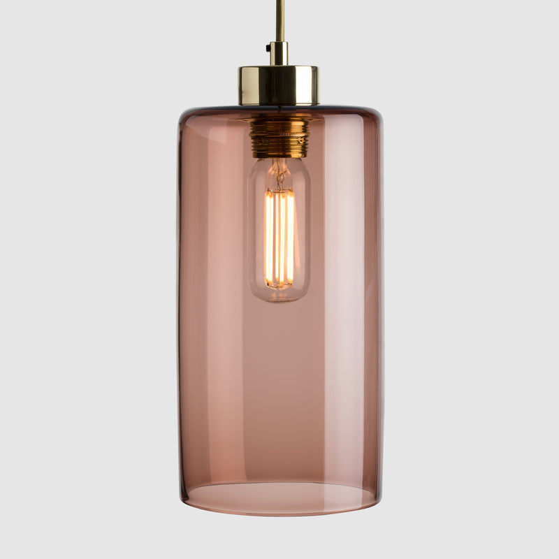 Colourful glass pendant lighting-Pick-n-Mix Cylinder Large - Plain-Tea-Rothschild & Bickers