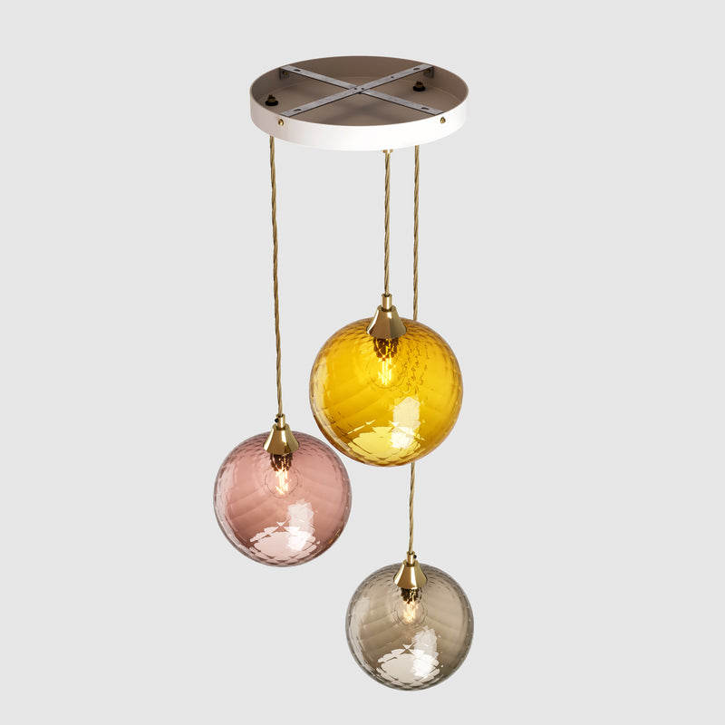 Ceiling lighting feature-Pick-n-Mix Ball Standard - Diamond, Warm, 3 Drop Cluster-Rothschild & Bickers