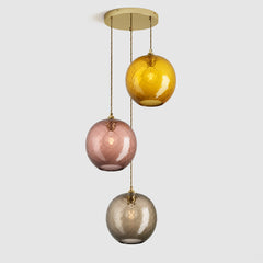 Ceiling lighting feature-Pick-n-Mix Ball Large - Diamond, Warm, 3 Drop Cluster-Polished Brass-Rothschild & Bickers