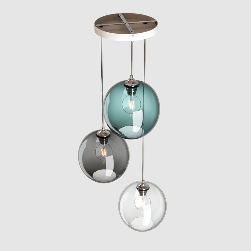 Ceiling lighting feature-Pick-n-Mix Ball Large - Plain, Cool, 3 Drop Cluster-Rothschild & Bickers
