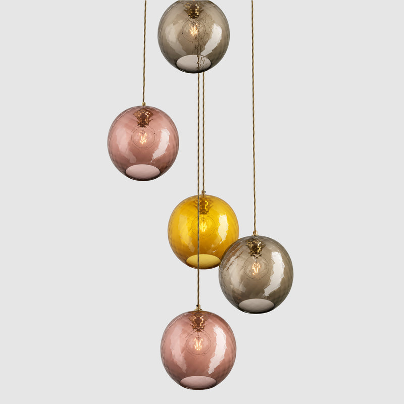 Ceiling lighting feature-Pick-n-Mix Ball Large - Diamond, Warm, 5 Drop Cluster-Rothschild & Bickers