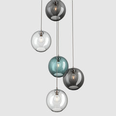 Ceiling lighting feature-Pick-n-Mix Ball Large - Plain, Cool, 5 Drop Cluster-Rothschild & Bickers