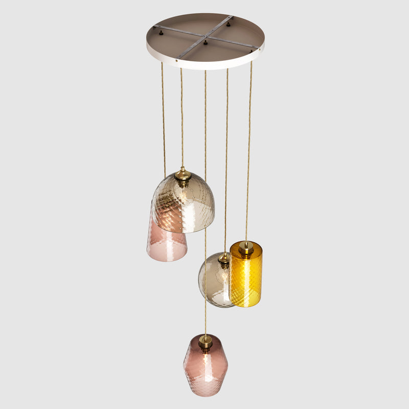 Ceiling lighting feature-Pick-n-Mix Combo Large - Diamond, Warm, 5 Drop Cluster-Rothschild & Bickers
