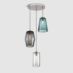 Ceiling lighting feature-Pick-n-Mix Combo Standard - Plain, Cool, 3 Drop Cluster-Polished Nickel-Rothschild & Bickers