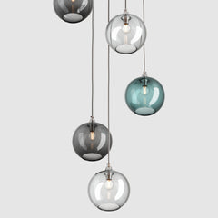Ceiling lighting feature-Pick-n-Mix Ball Standard - Plain, Cool, 5 Drop Cluster-Rothschild & Bickers