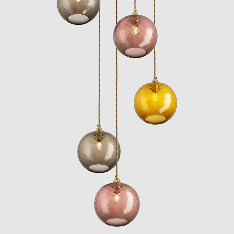 Ceiling lighting feature-Pick-n-Mix Ball Standard - Diamond, Warm, 5 Drop Cluster-Rothschild & Bickers